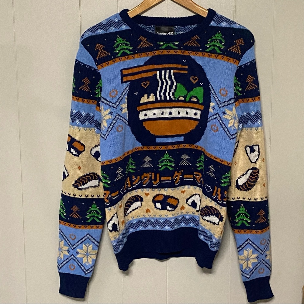 GEEKNET Hungry Gamer Ramen Sushi Christmas Holiday Crewneck Sweater Size Small